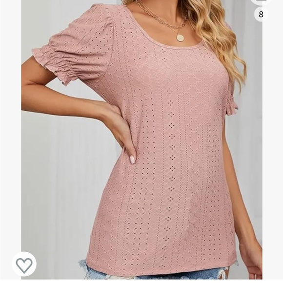 NWOT Pink Eyelet Top Medium - Picture 2 of 2